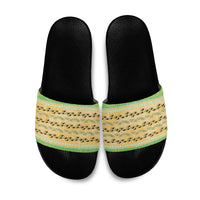 Hawaii Humuhumu Fish Maile Pikake Lei Slide Sandals Tribal Tapa Green Version