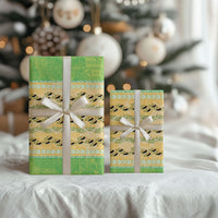 Hawaii Humuhumu Fish Maile Pikake Lei Wrapping Paper Tribal Tapa Green Version