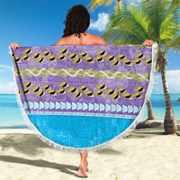 Hawaii Humuhumu Fish Maile Pikake Lei Beach Blanket Tribal Tapa Blue Version