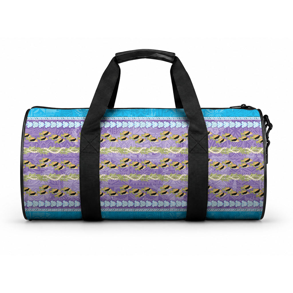 Hawaii Humuhumu Fish Maile Pikake Lei Duffle Bag Tribal Tapa Blue Version LT05 One size Blue - Polynesian Pride