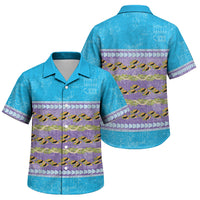 Hawaii Humuhumu Fish Maile Pikake Lei Family Matching Mermaid Dress and Hawaiian Shirt Tribal Tapa Blue Version