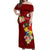 Personalized Tonga Off Shoulder Maxi Dress Coat Of Arms Plumeria With Ngatu Pattern LT05 Women Red - Polynesian Pride