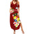 Personalized Tonga Summer Maxi Dress Coat Of Arms Plumeria With Ngatu Pattern LT05 Women Red - Polynesian Pride
