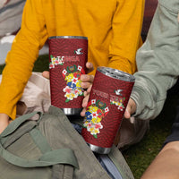 Personalised Tonga Tumbler Cup Coat Of Arms Plumeria With Ngatu Pattern LT05 - Polynesian Pride