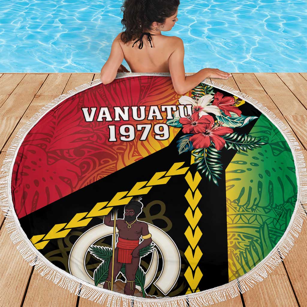 Happy Vanuatu Constitution Day Beach Blanket Flag Style With Sand Drawing Pattern LT05 - Polynesian Pride