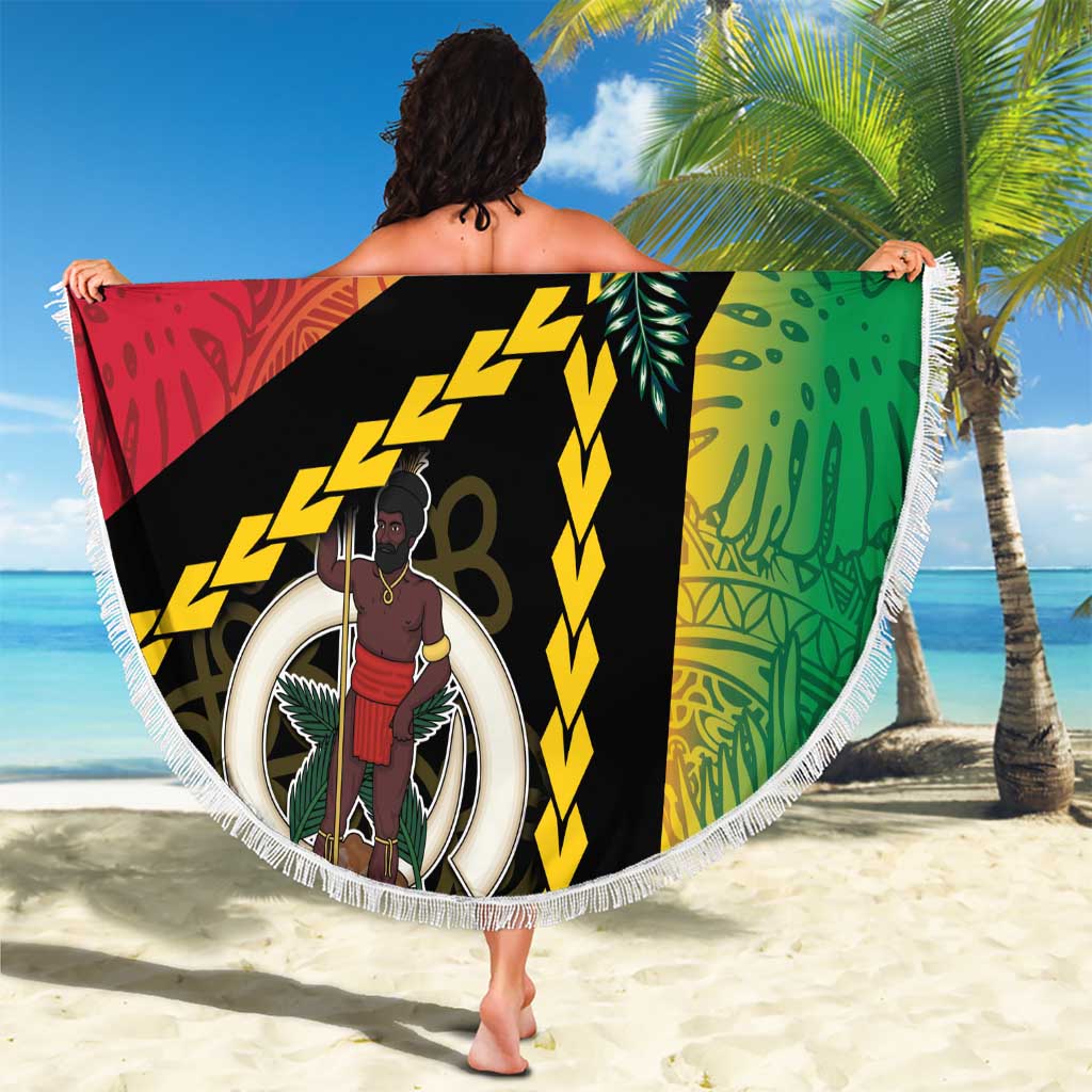 Happy Vanuatu Constitution Day Beach Blanket Flag Style With Sand Drawing Pattern LT05 - Polynesian Pride