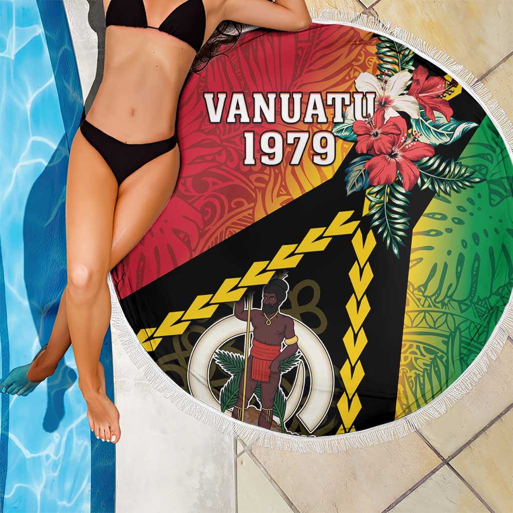 Happy Vanuatu Constitution Day Beach Blanket Flag Style With Sand Drawing Pattern LT05 - Polynesian Pride