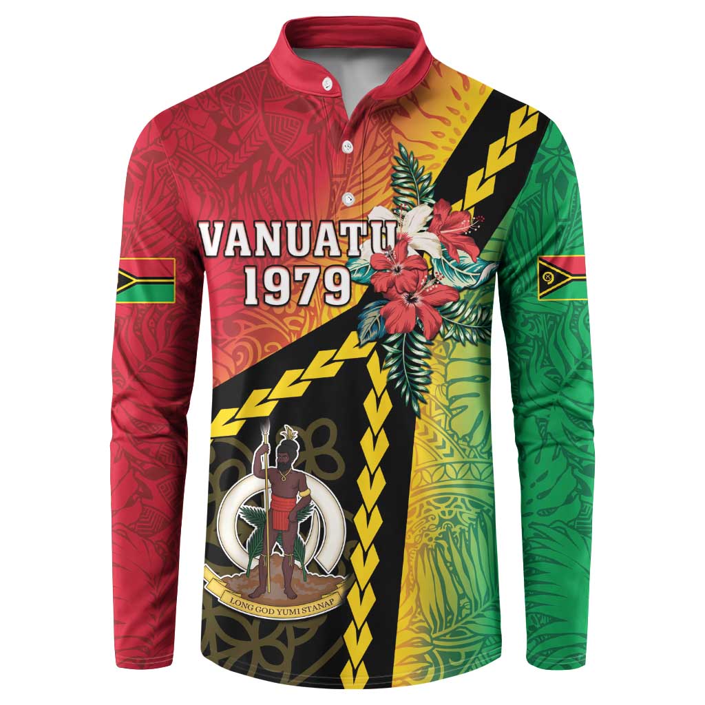 Happy Vanuatu Constitution Day Button Sweatshirt Flag Style With Sand Drawing Pattern