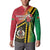 Happy Vanuatu Constitution Day Button Sweatshirt Flag Style With Sand Drawing Pattern