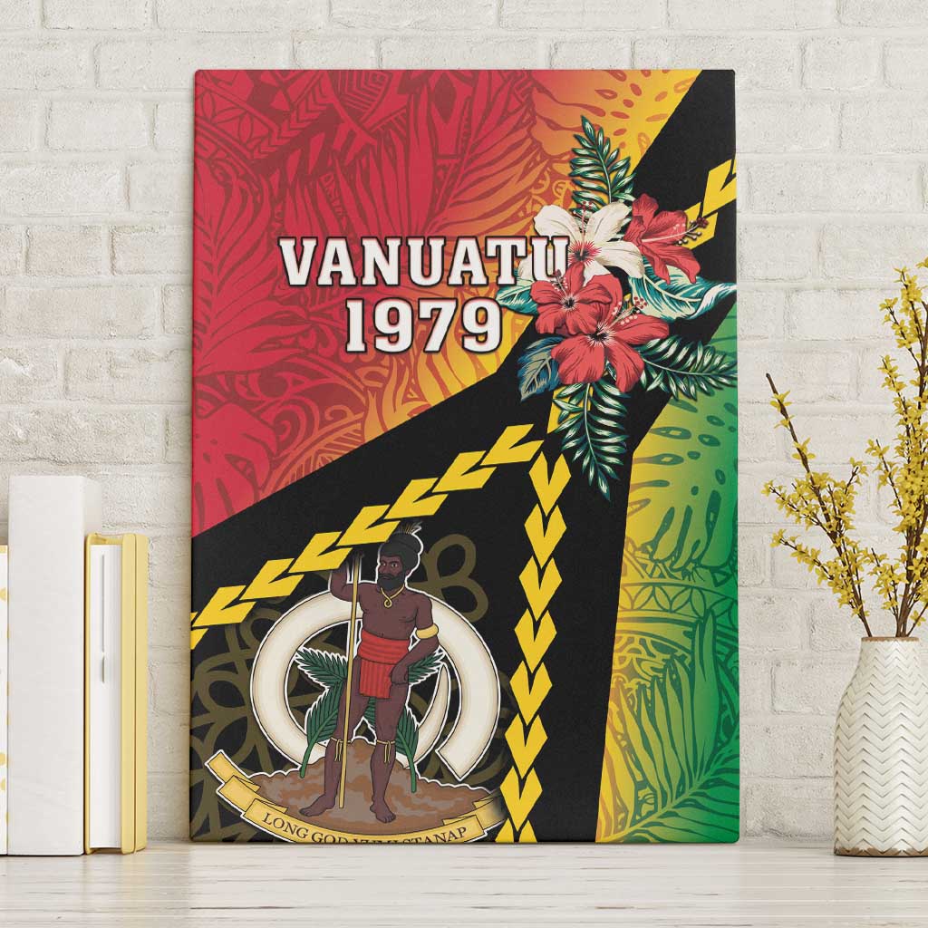 Happy Vanuatu Constitution Day Canvas Wall Art Flag Style With Sand Drawing Pattern LT05 Without Frame Red - Polynesian Pride