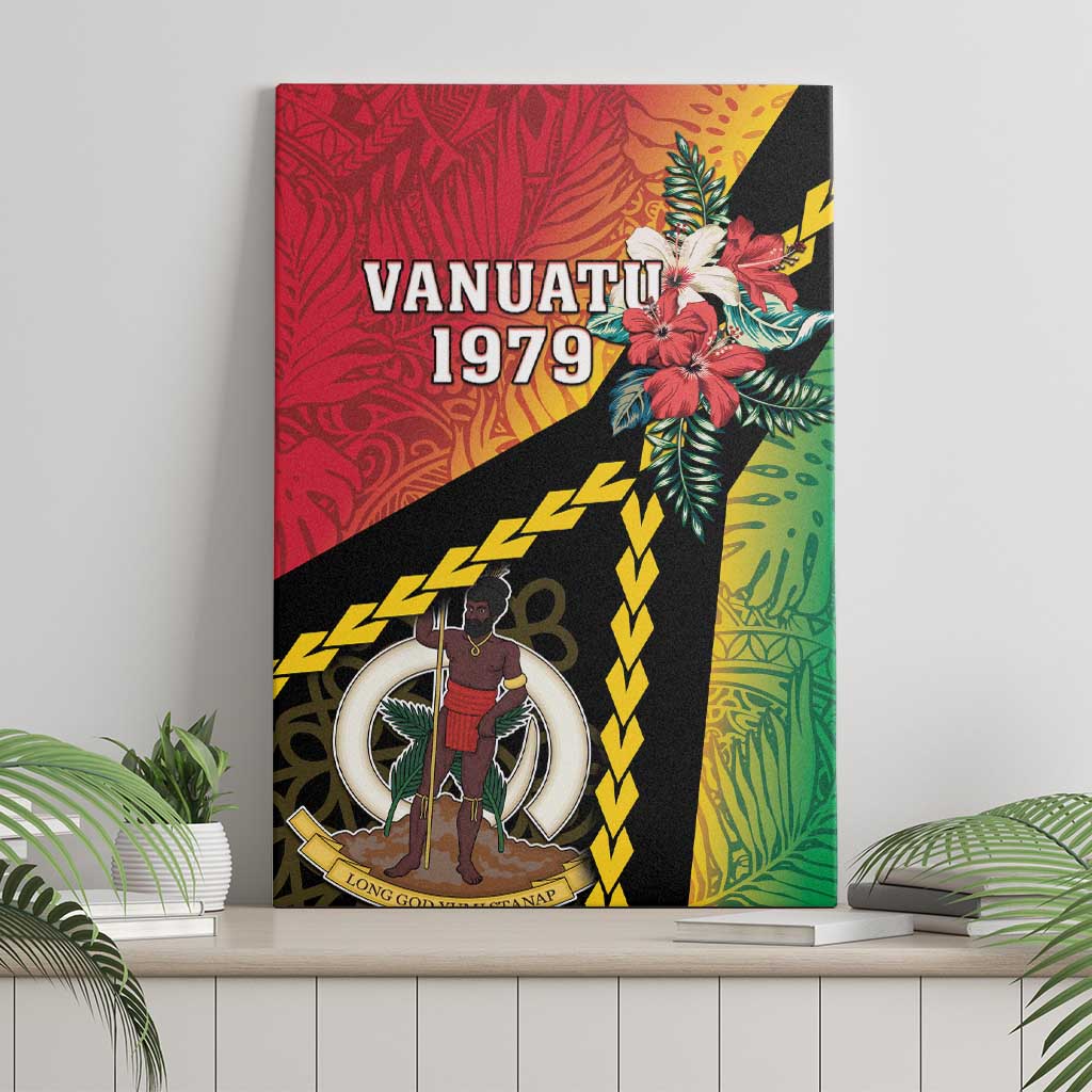 Happy Vanuatu Constitution Day Canvas Wall Art Flag Style With Sand Drawing Pattern LT05 - Polynesian Pride