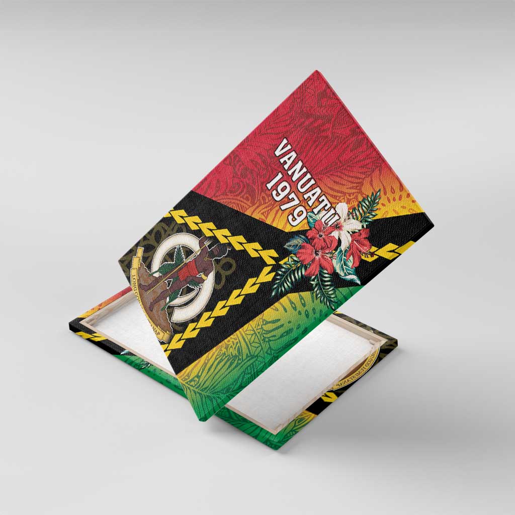 Happy Vanuatu Constitution Day Canvas Wall Art Flag Style With Sand Drawing Pattern LT05 With Frame Red - Polynesian Pride