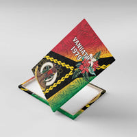 Happy Vanuatu Constitution Day Canvas Wall Art Flag Style With Sand Drawing Pattern LT05 With Frame Red - Polynesian Pride