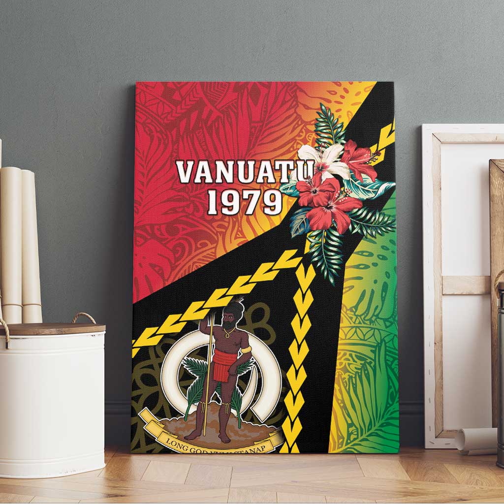 Happy Vanuatu Constitution Day Canvas Wall Art Flag Style With Sand Drawing Pattern LT05 - Polynesian Pride