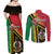 Happy Vanuatu Constitution Day Couples Matching Off Shoulder Maxi Dress and Long Sleeve Button Shirt Flag Style With Sand Drawing Pattern