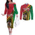 Happy Vanuatu Constitution Day Couples Matching Off The Shoulder Long Sleeve Dress and Long Sleeve Button Shirt Flag Style With Sand Drawing Pattern