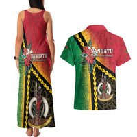 Happy Vanuatu Constitution Day Couples Matching Tank Maxi Dress and Hawaiian Shirt Flag Style With Sand Drawing Pattern LT05 - Polynesian Pride