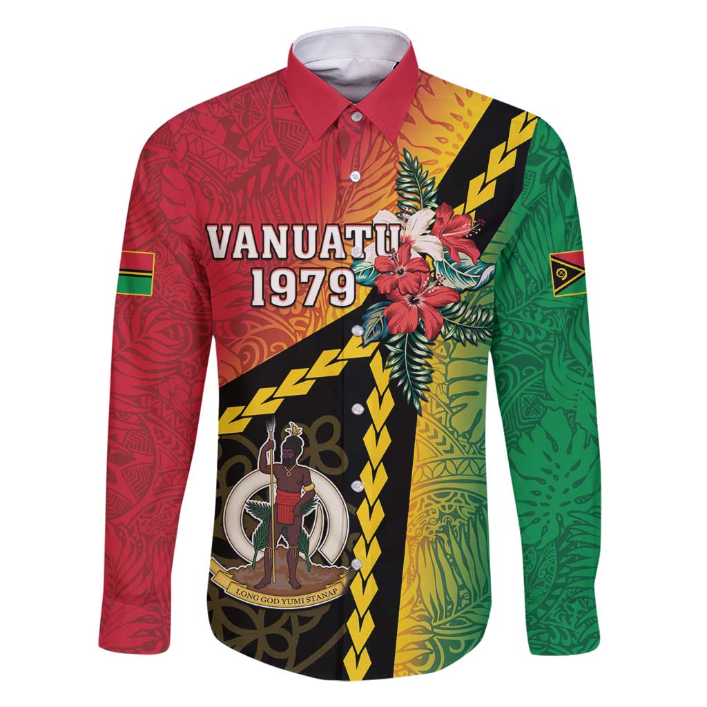 Happy Vanuatu Constitution Day Family Matching Long Sleeve Bodycon Dress and Hawaiian Shirt Flag Style With Sand Drawing Pattern
