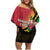 Happy Vanuatu Constitution Day Family Matching Off Shoulder Short Dress and Hawaiian Shirt Flag Style With Sand Drawing Pattern