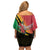 Happy Vanuatu Constitution Day Family Matching Off Shoulder Short Dress and Hawaiian Shirt Flag Style With Sand Drawing Pattern