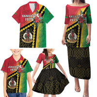 Happy Vanuatu Constitution Day Family Matching Puletasi and Hawaiian Shirt Flag Style With Sand Drawing Pattern LT05 - Polynesian Pride