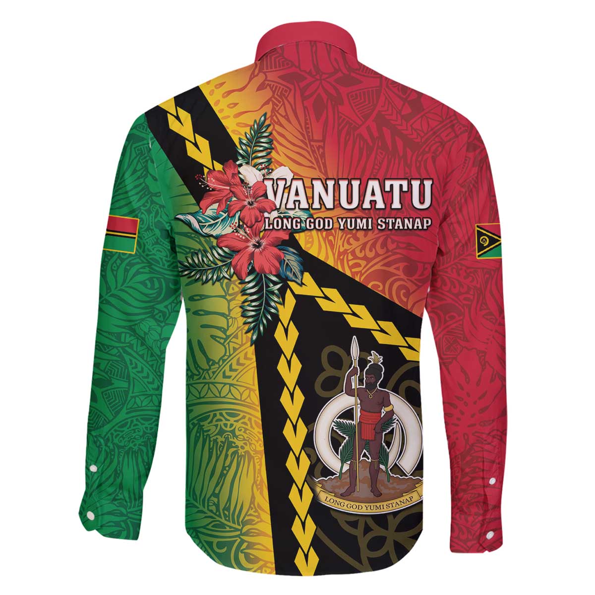 Happy Vanuatu Constitution Day Family Matching Puletasi and Hawaiian Shirt Flag Style With Sand Drawing Pattern LT05 - Polynesian Pride