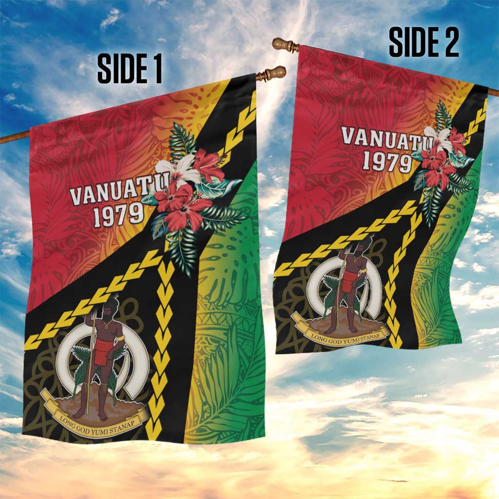 Happy Vanuatu Constitution Day Garden Flag Flag Style With Sand Drawing Pattern LT05 - Polynesian Pride