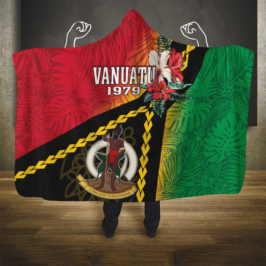 Happy Vanuatu Constitution Day Hooded Blanket Flag Style With Sand Drawing Pattern LT05 - Polynesian Pride