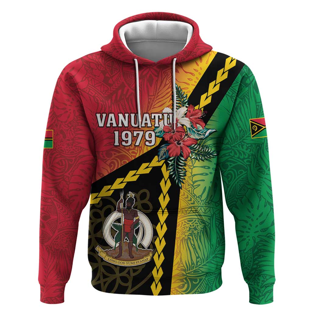 Happy Vanuatu Constitution Day Hoodie Flag Style With Sand Drawing Pattern