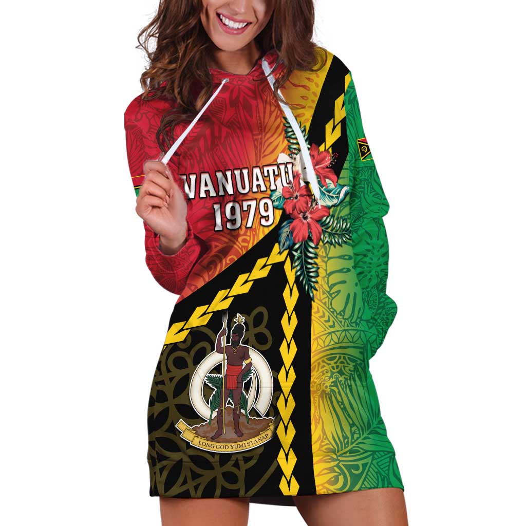 Happy Vanuatu Constitution Day Hoodie Dress Flag Style With Sand Drawing Pattern