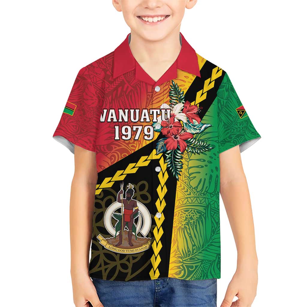 Happy Vanuatu Constitution Day Kid Hawaiian Shirt Flag Style With Sand Drawing Pattern