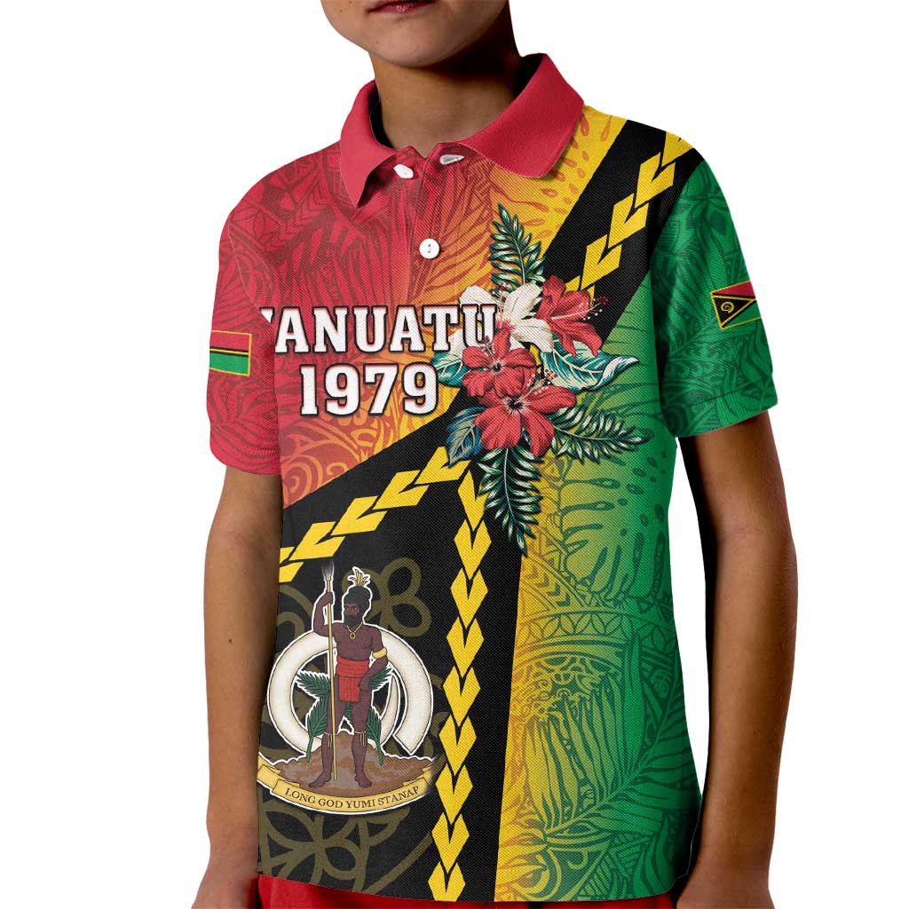 Happy Vanuatu Constitution Day Kid Polo Shirt Flag Style With Sand Drawing Pattern