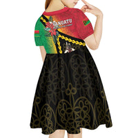 Happy Vanuatu Constitution Day Kid Short Sleeve Dress Flag Style With Sand Drawing Pattern