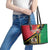 Happy Vanuatu Constitution Day Leather Tote Bag Flag Style With Sand Drawing Pattern