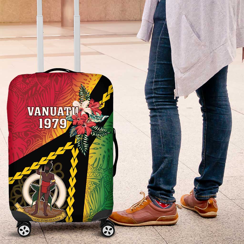 Happy Vanuatu Constitution Day Luggage Cover Flag Style With Sand Drawing Pattern