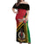 Happy Vanuatu Constitution Day Off Shoulder Maxi Dress Flag Style With Sand Drawing Pattern