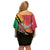 Happy Vanuatu Constitution Day Off Shoulder Short Dress Flag Style With Sand Drawing Pattern