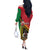 Happy Vanuatu Constitution Day Off The Shoulder Long Sleeve Dress Flag Style With Sand Drawing Pattern