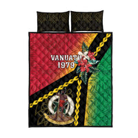 Happy Vanuatu Constitution Day Quilt Bed Set Flag Style With Sand Drawing Pattern LT05 - Polynesian Pride