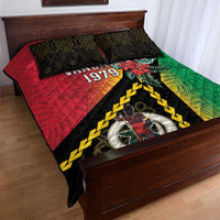 Happy Vanuatu Constitution Day Quilt Bed Set Flag Style With Sand Drawing Pattern LT05 - Polynesian Pride