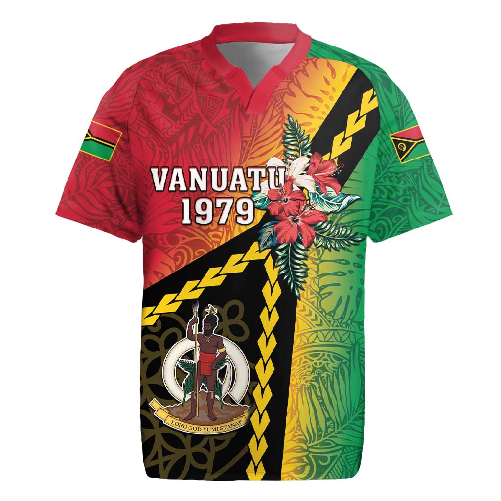 Happy Vanuatu Constitution Day Rugby Jersey Flag Style With Sand Drawing Pattern