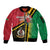 Happy Vanuatu Constitution Day Sleeve Zip Bomber Jacket Flag Style With Sand Drawing Pattern