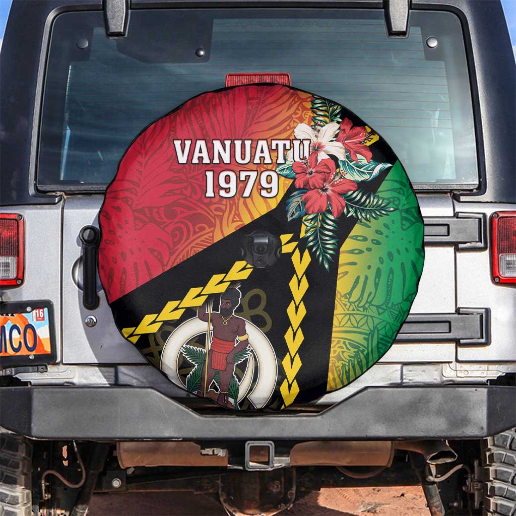 Happy Vanuatu Constitution Day Spare Tire Cover Flag Style With Sand Drawing Pattern LT05 Red - Polynesian Pride