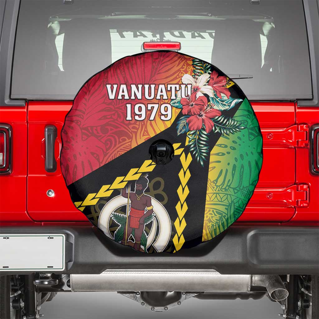 Happy Vanuatu Constitution Day Spare Tire Cover Flag Style With Sand Drawing Pattern LT05 - Polynesian Pride