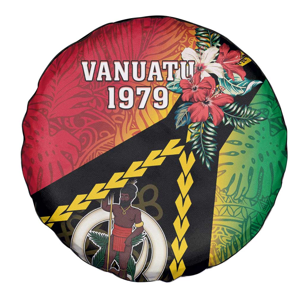 Happy Vanuatu Constitution Day Spare Tire Cover Flag Style With Sand Drawing Pattern LT05 - Polynesian Pride