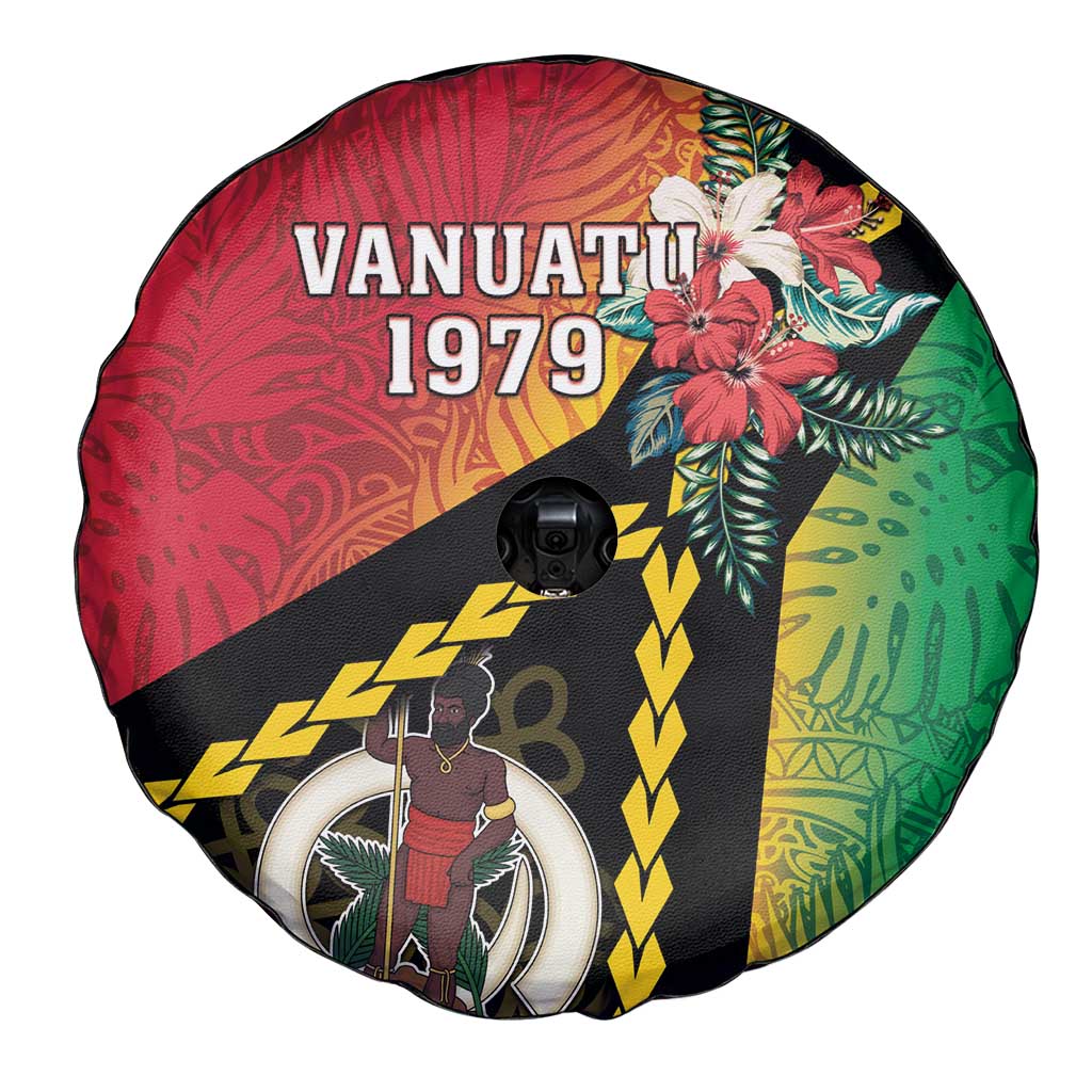Happy Vanuatu Constitution Day Spare Tire Cover Flag Style With Sand Drawing Pattern LT05 - Polynesian Pride