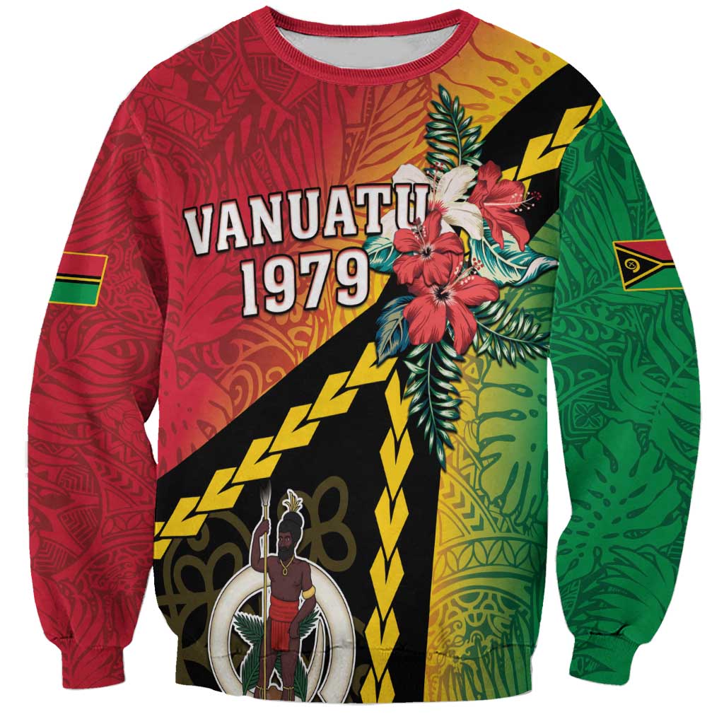 Happy Vanuatu Constitution Day Sweatshirt Flag Style With Sand Drawing Pattern