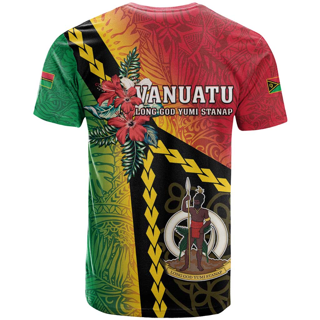 Happy Vanuatu Constitution Day T Shirt Flag Style With Sand Drawing Pattern