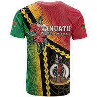 Happy Vanuatu Constitution Day T Shirt Flag Style With Sand Drawing Pattern