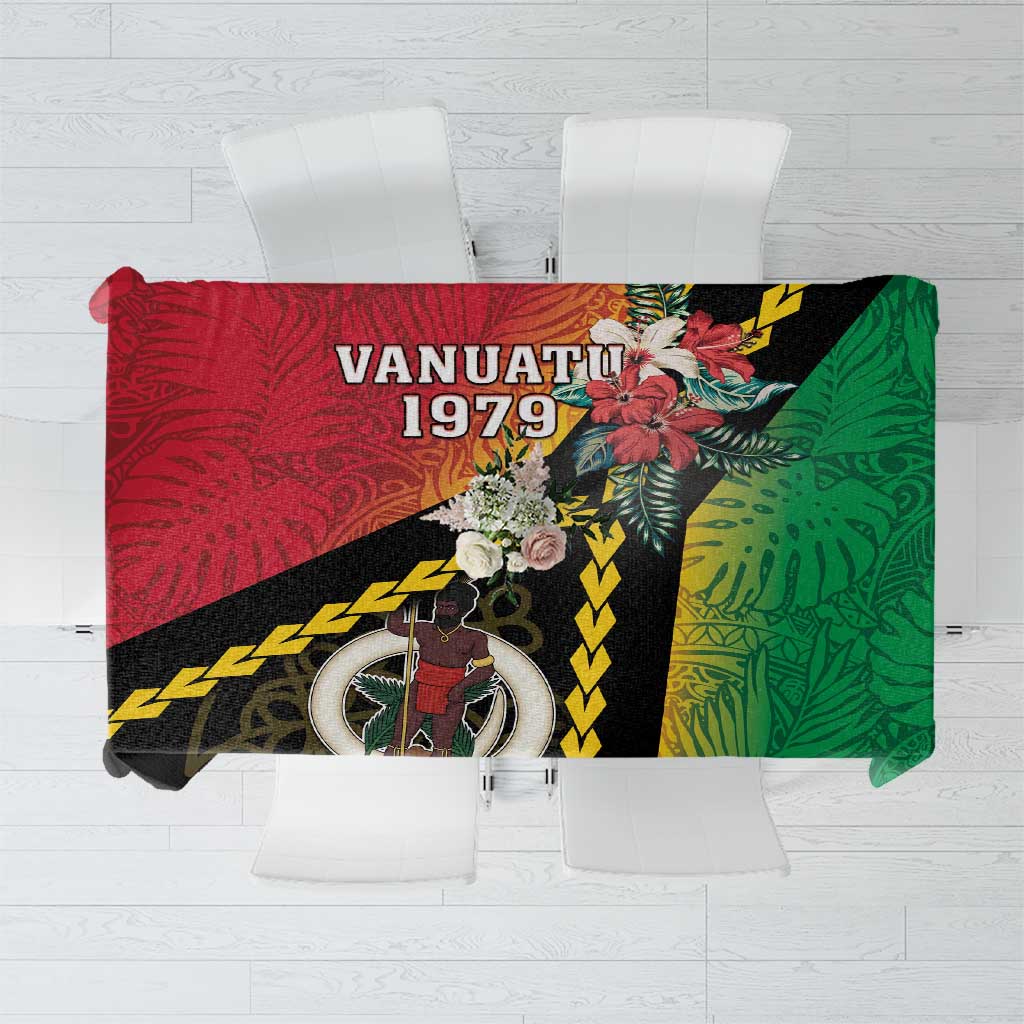 Happy Vanuatu Constitution Day Tablecloth Flag Style With Sand Drawing Pattern LT05 Red - Polynesian Pride